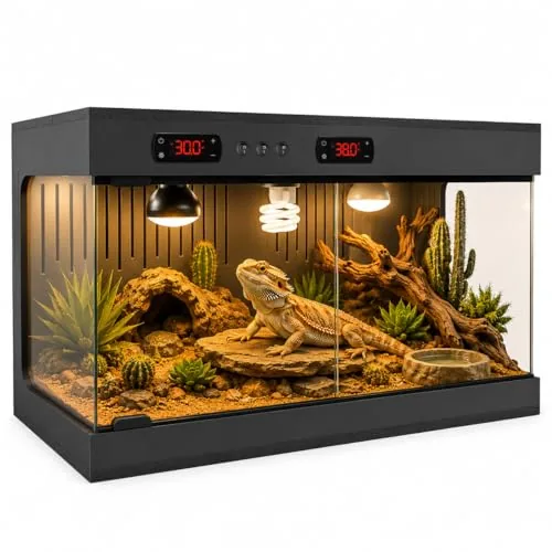 Nijsaku 33-Gal PVC Terrarium with Thermostat & Glass Doors
