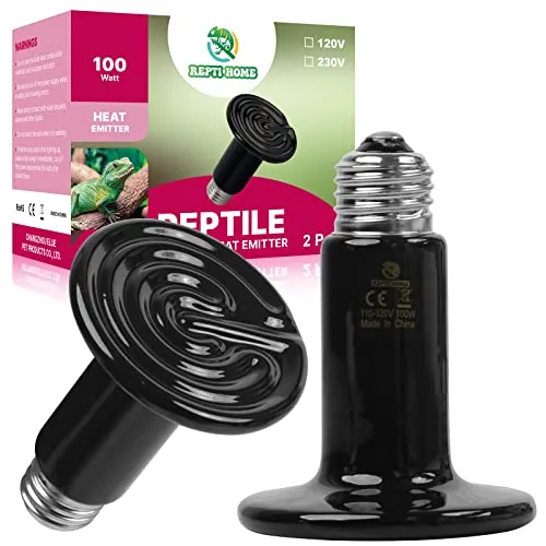 REPTI HOME 100W Ceramic Heat Emitter, 2-Pack