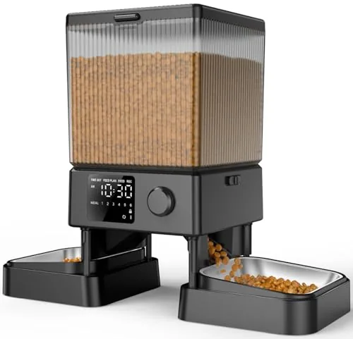 oneisall Dual-Bowl Automatic Cat Feeder, 5L/20 Cup