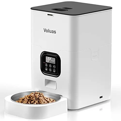 Voluas 4L Auto Cat Feeder Dual Power USB Battery