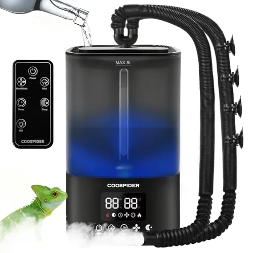 COOSPIDER 5L Reptile Fogger with Humidity Control & Remote