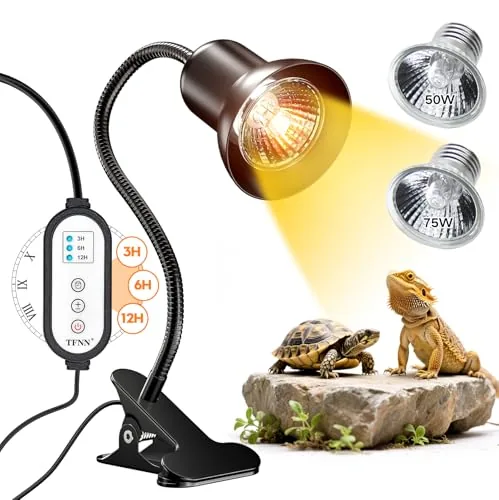 TFNN Reptile Heat Lamp with Timer, Dual UVA/UVB Bulbs