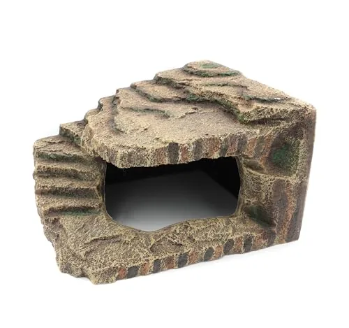 JIHAQUA Resin Reptile Cave Hideout, XL