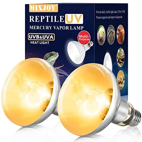 MIXJOY 100W Reptile Heat Lamp 2-Pack, UVA/UVB Combo