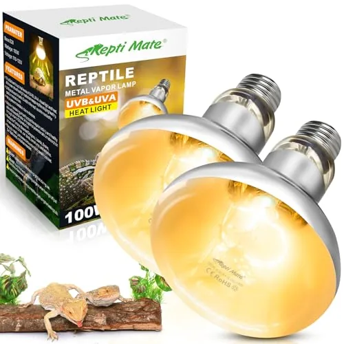 REPTI MATE 100W UVA/UVB Basking Bulb, 2-Pack