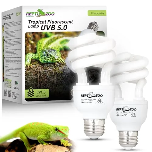 REPTI ZOO 5.0 UVB Reptile Bulb 2-Pack, 15W E26
