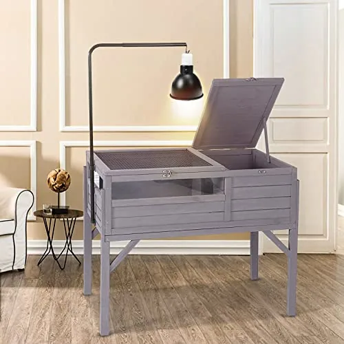 Aivituvin Wooden Tortoise Table with Adjustable Lamp Stand