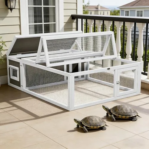 XilishppEcxEco Wooden Tortoise Habitat with Asphalt Roof